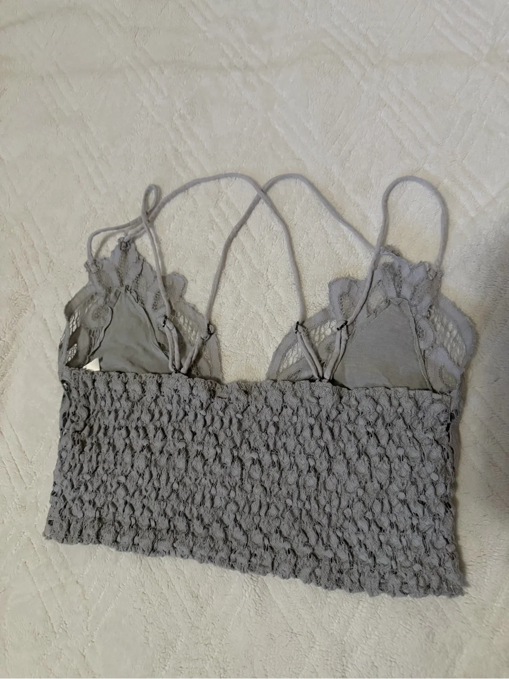 Free People Lace Crop Bralette in Light Gray